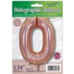 Oaktree 34" Holographic Rose Gold Number 0 - Image 2
