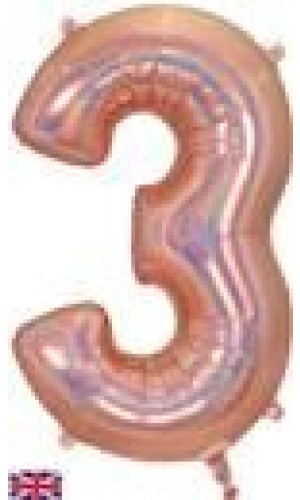 Oaktree 34" Holographic Rose Gold Number 3