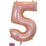 Oaktree 34" Holographic Rose Gold Number 5