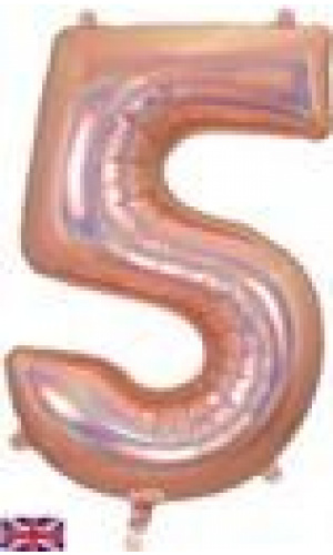 Oaktree 34" Holographic Rose Gold Number 5