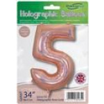 Oaktree 34" Holographic Rose Gold Number 5 - Image 2