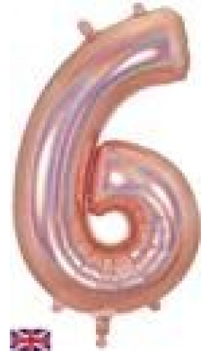 Oaktree 34" Holographic Rose Gold Number 6