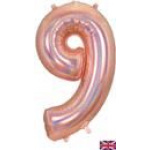 Oaktree 34" Holographic Rose Gold Number 9