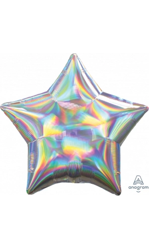 18" Iridescent Silver Holographic Star